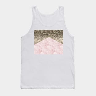 Shimmering golden chevron pink marble Tank Top